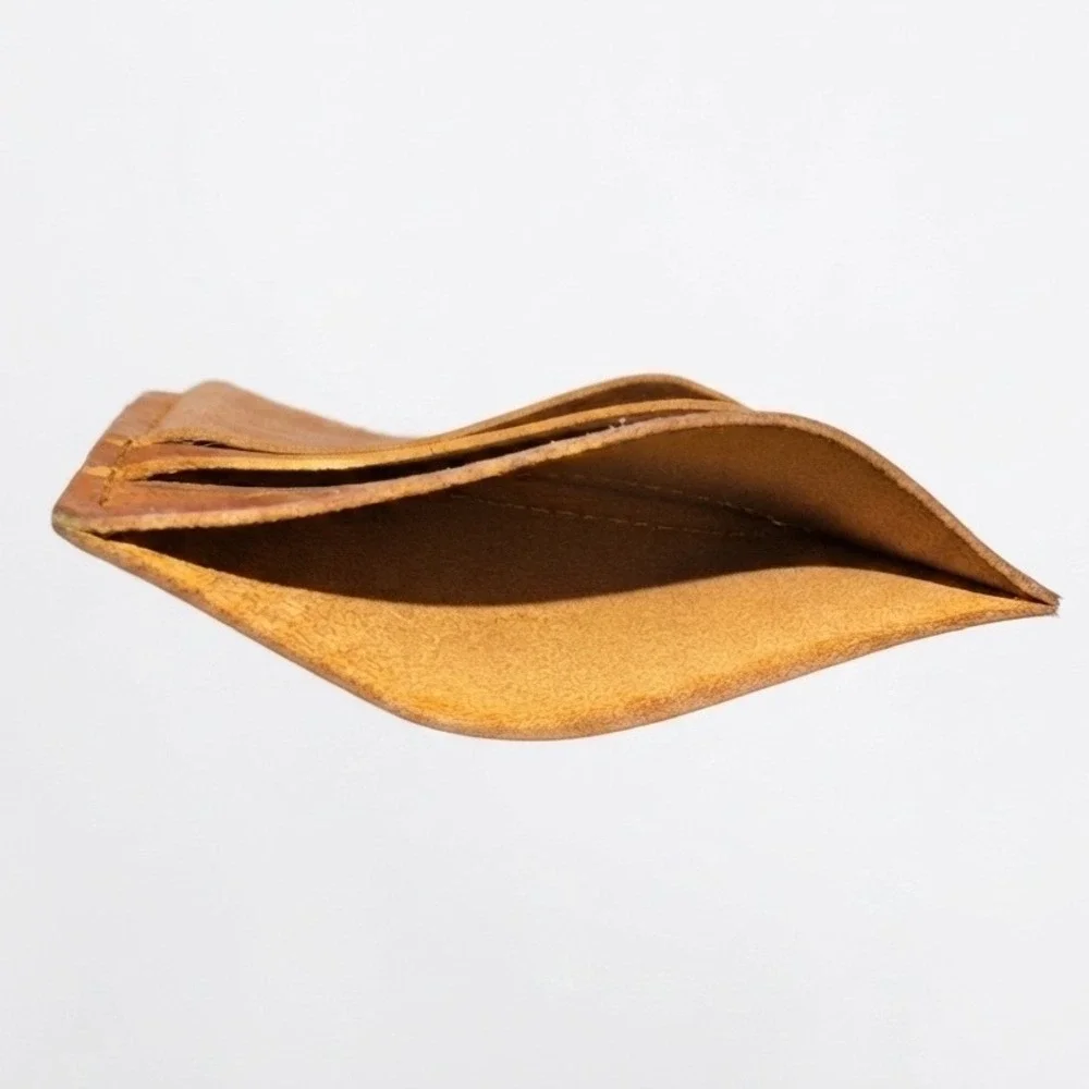 Slim Distressed Brown Leather Minimalist Card Holder Wallet Front Pocket EDC